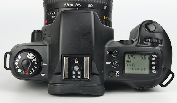 Top Control Dial, Flash Hot Shoe, LCD Screen, and Shutter Button on the Canon Rebel G