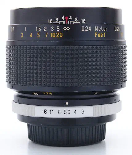 Lens Barrel Showing Aperture Ring, Focus Ring, and Focus Distance Scale Lens Barrel Showing Aperture Ring, Focus Ring, and Focus Distance Scale
